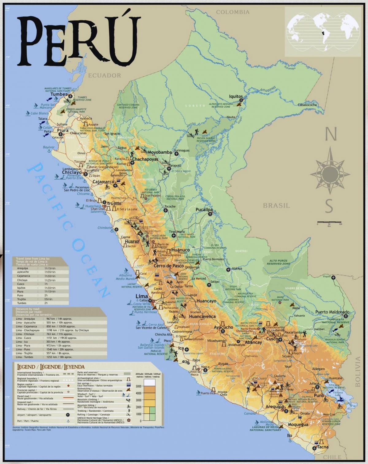ramani ya kusafiri kwa Peru