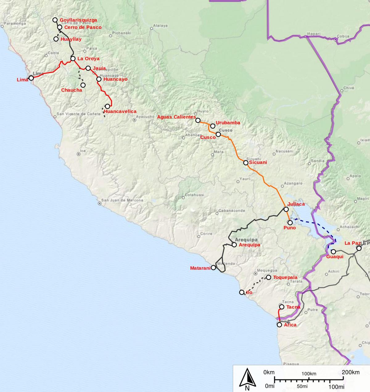 Peru treni ramani
