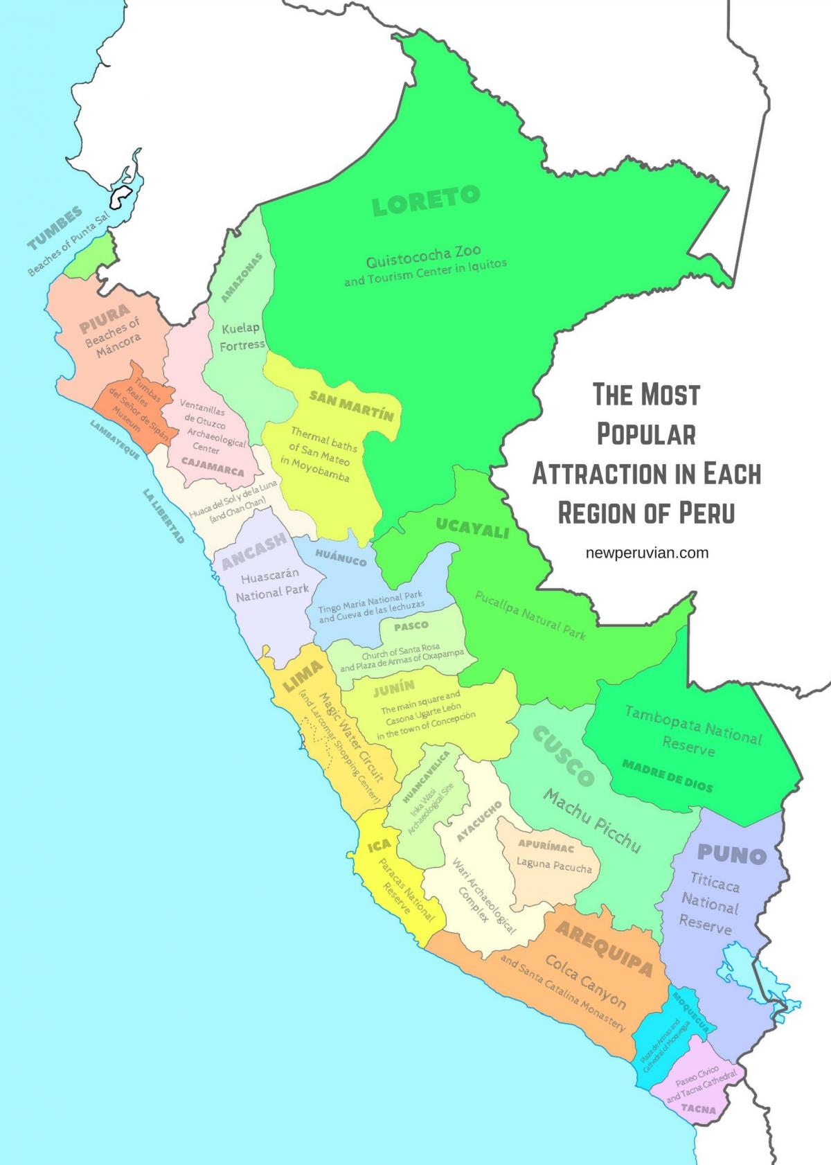 ramani ya Peru vivutio vya utalii